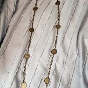 Elegant Gold Tone Coin Chain Necklace